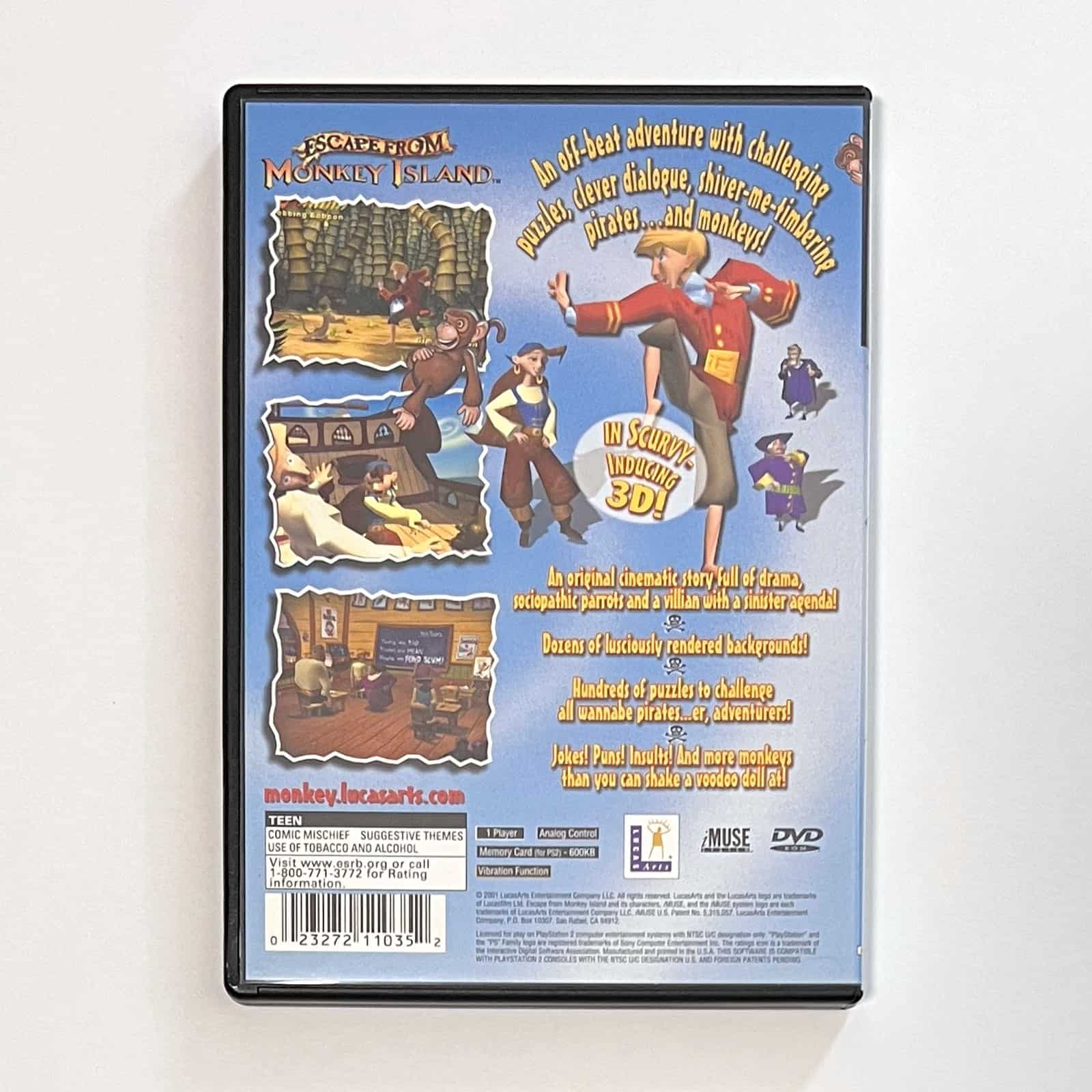 Escape from Monkey Island PS2 back cover