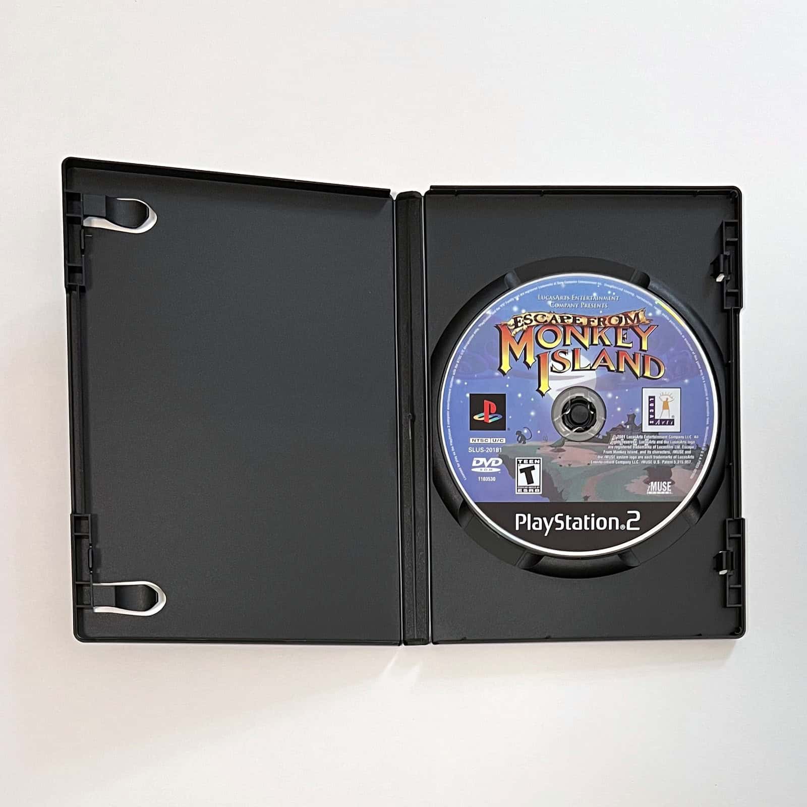 Escape from Monkey Island PS2 case open with disc, manual missing