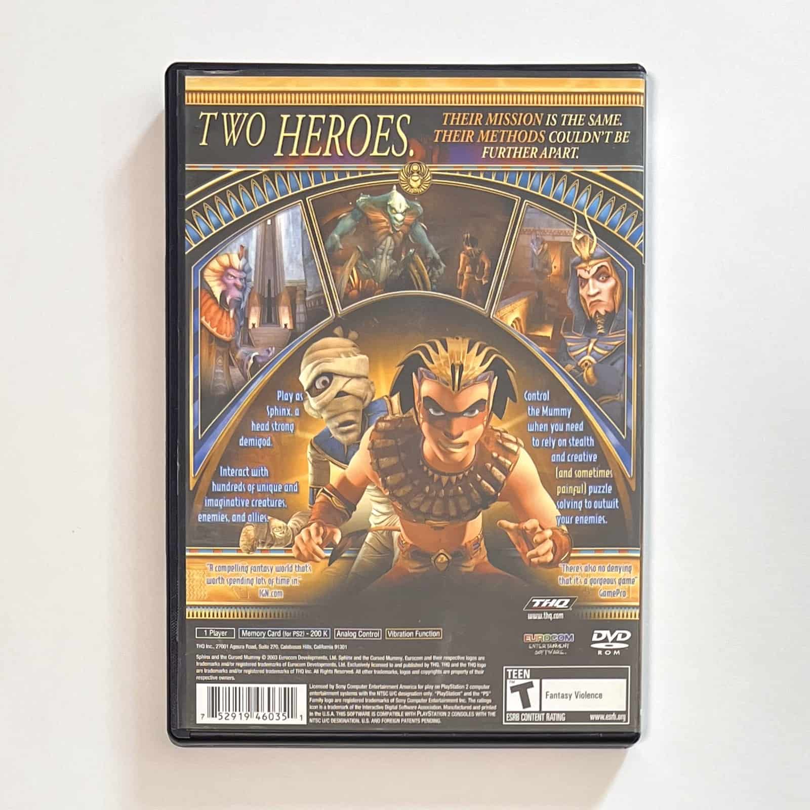 Sphinx and the Cursed Mummy PS2 back cover