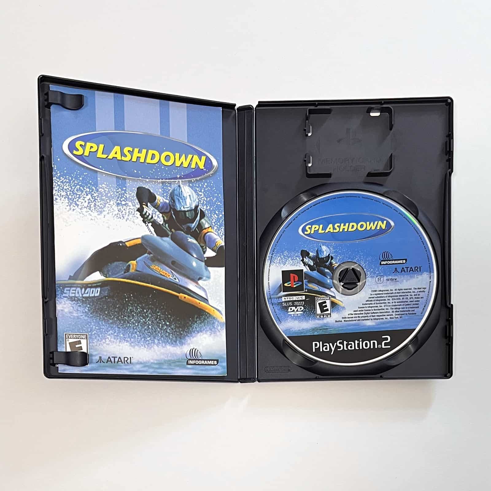 Splashdown PS2 case open with disc and manual