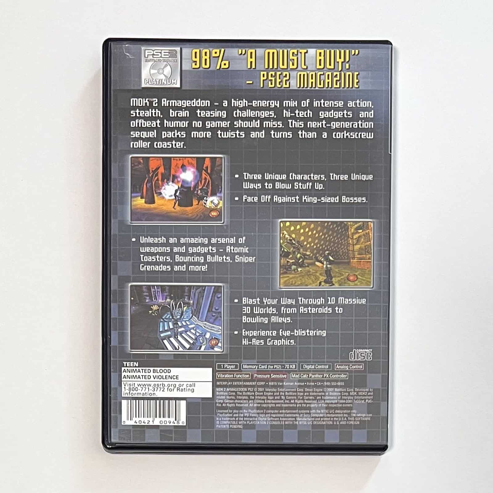 MDK2 Armageddon PS2 back cover