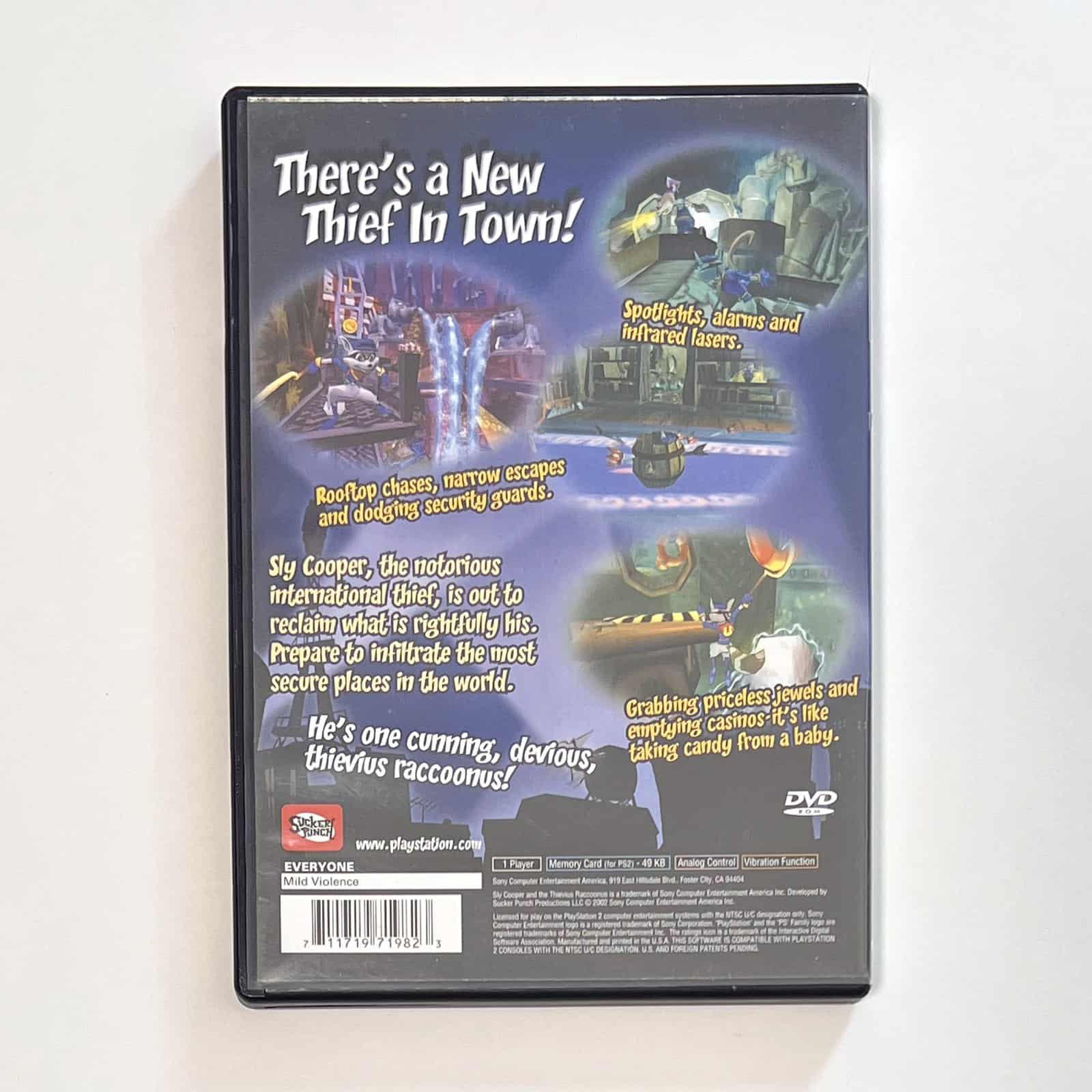 Sly Cooper and the Thievius Raccoonus PS2 back cover