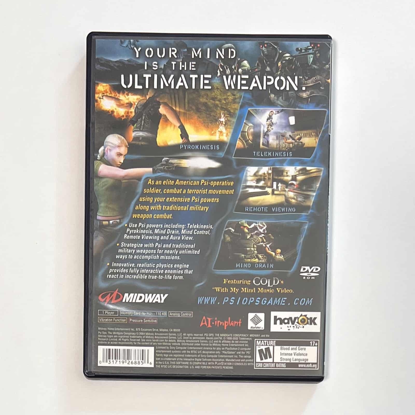 Psi-Ops: The Mindgate Conspiracy PS2 back cover