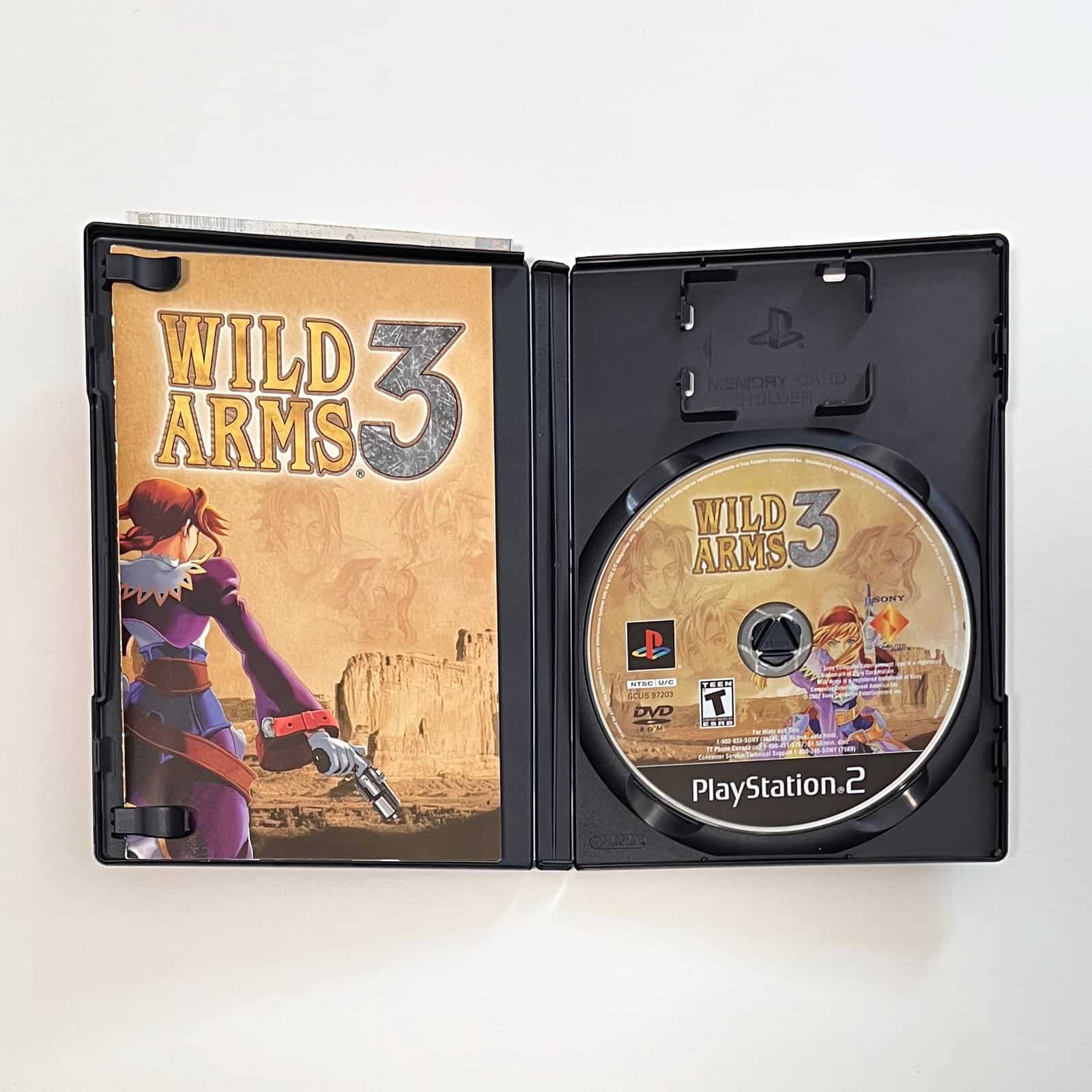 Wild ARMs 3 PS2 case open with disc and manual